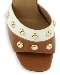 Michael Kors Michl Kors Collection Trista Studded Two Tone Leather Block Heel Sandals