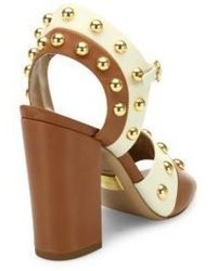 Michael Kors Michl Kors Collection Trista Studded Two Tone Leather Block Heel Sandals