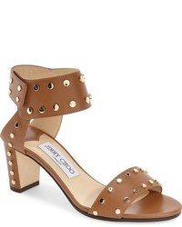 Tobacco Studded Leather Sandals