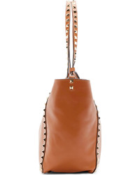 Valentino Cognac Leather Rockstud Medium Tote Bag