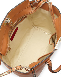 Valentino Rockstud Double Handle Shoulder Tote Bag Brown