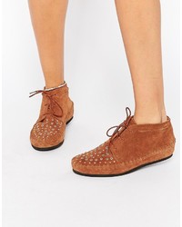 Tobacco Studded Suede Ankle Boots