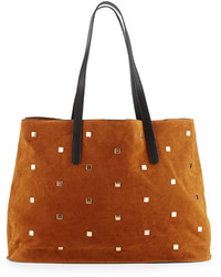 Tobacco Studded Suede Tote Bag