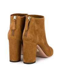 Aquazzura Brown Suede Downtown 90 Ankle Boots