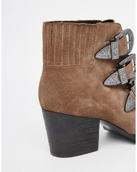 Asos Collection Rebel Suede Western Ankle Boots