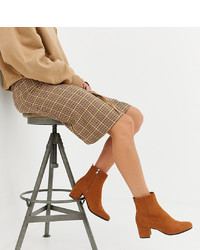 Monki Faux Suede Heeled Ankle Boots In Rust