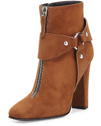 Giuseppe Zanotti Suede Zip Front Ankle Bootie Falcone