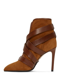 Balmain Tan Suede Jackie Ankle Boots