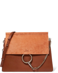 Chloé Faye Medium Leather And Suede Shoulder Bag Brown