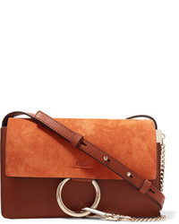 Chloé Faye Small Leather And Suede Shoulder Bag Brown