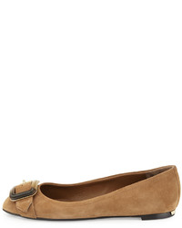 Burberry Leygreen Buckle Ballerina Flat Walnut Brown