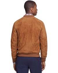 Brooks Brothers Brown Suede Bomber Jacket