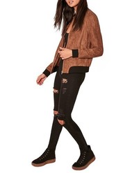 Missguided Faux Suede Bomber Jacket