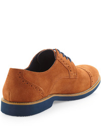 Joseph Abboud Theo Suede Cap Toe Lace Up Oxford Tobacco Suede