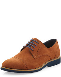 Joseph Abboud Theo Suede Cap Toe Lace Up Oxford Tobacco Suede