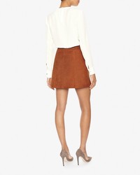 Exclusive for Intermix For Intermix Goat Suede Snap Mini Skirt