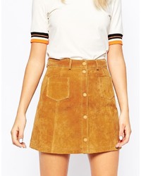 Monki A Line 70s Suede Skirt