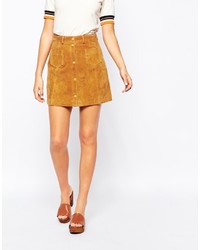 Monki A Line 70s Suede Skirt