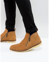 Kurt Geiger London Otis Suede Zip Boots In Tan