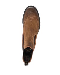 Doucal's Suede Leather Curve Panel Boots