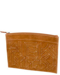 Hermes Herms Suede Clutch