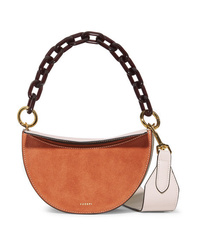 Yuzefi Doris Two Tone Suede And Textured Leather Shoulder Bag