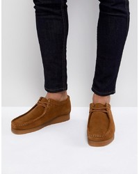 Clarks Originals Wallabee Lace Up Shoes In Cola Suede