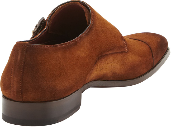 Magnanni Suede Cap Toe Double Monk Shoe, $525 | Bergdorf Goodman ...