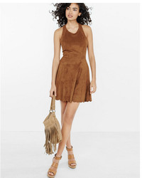 Express Faux Suede Skater Dress