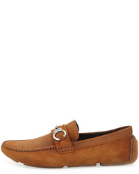 Jimmy Choo Brogan Suede Driver With Handcuff Detail Brown