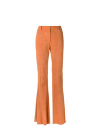 Tobacco Suede Flare Pants