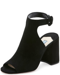 Prada Suede Block Heel Ankle Strap Sandal