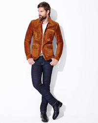 Tom Ford Cashmere Suede Zip Jacket Rust