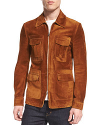 Tom Ford Cashmere Suede Zip Jacket Rust