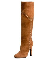 Tobacco Suede Knee High Boots