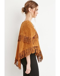 Forever 21 Genuine Suede Fringed Poncho