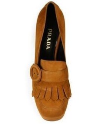 Prada Kiltie Suede Platform Pumps