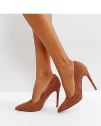 ASOS DESIGN Wide Fit Paris Pointed High Heeled Court Shoes In Mocha