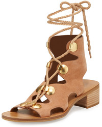 See by Chloe Edna Suede Lace Up Sandal Cipria