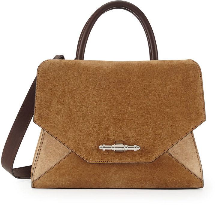 Givenchy Obsedia Top Handle Small Suede Satchel Bag Brown Tan | Where