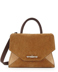 Givenchy Obsedia Top Handle Small Suede Satchel Bag Brown Tan