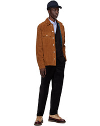Ps By Paul Smith Brown Overshirt Suede Jacket