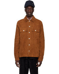 Ps By Paul Smith Brown Overshirt Suede Jacket