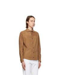 Isaia Brown Suede Shirt Jacket