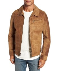 Schott NYC Unlined Rough Out Oiled Cowhide Trucker Jacket