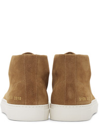 Common Projects Brown Suede New Court Mid Top Sneakers