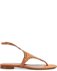Tobacco Suede Thong Sandals