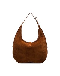 Miu Miu Brown Hobo Suede Leather Shoulder Bag