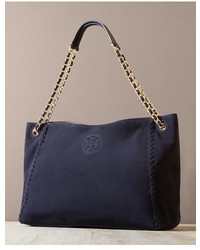 Tory Burch Marion Suede Tote Brown