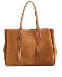 Lanvin Small Tasseled Suede Tote